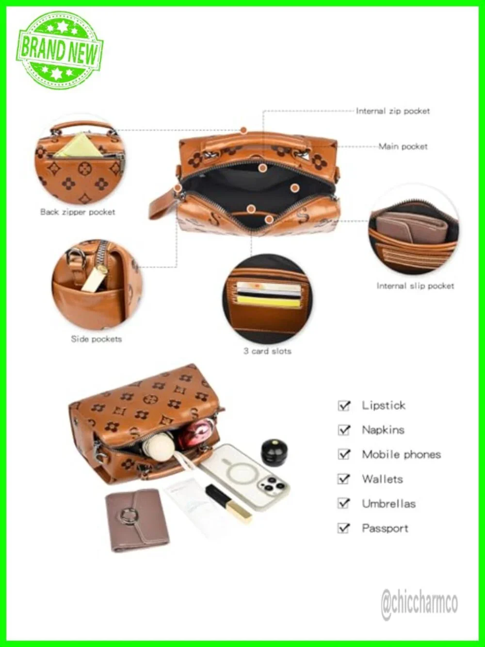 Faux Leather Embossed Crossbody Satchel Top Handle Purse Shoulder Bag